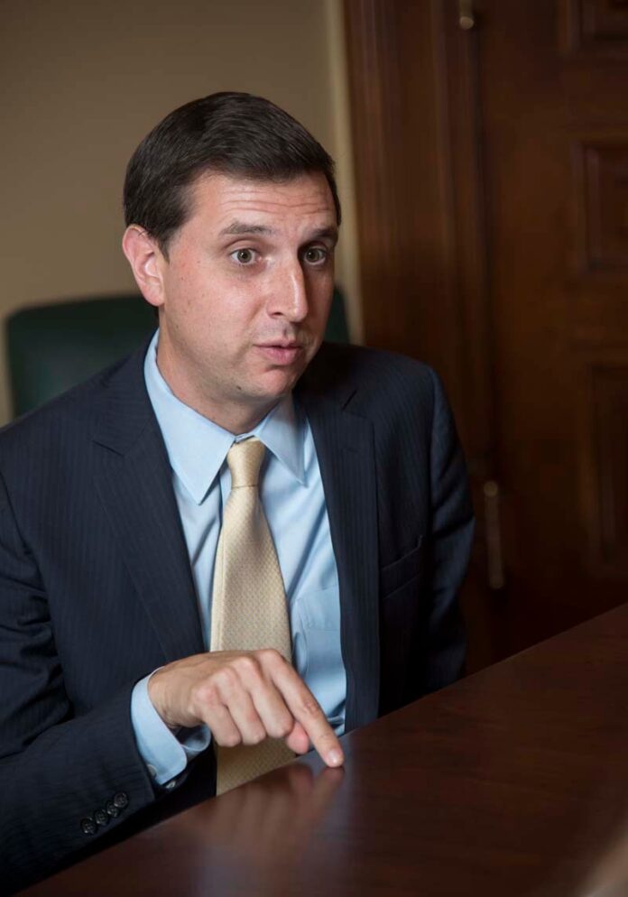 THE RHODE ISLAND pension fund hit a total value of $8.8 billion at the end of 2019. Above, Rhode Island General Treasurer Seth Magaziner. / PBN FILE PHOTO/ MICHAEL SALERNO THE RHODE ISLAND pension fund hit a total value of $8.8 billion at the end of 2019. Above, Rhode Island General Treasurer Seth Magaziner. / PBN FILE PHOTO/ MICHAEL SALERNO