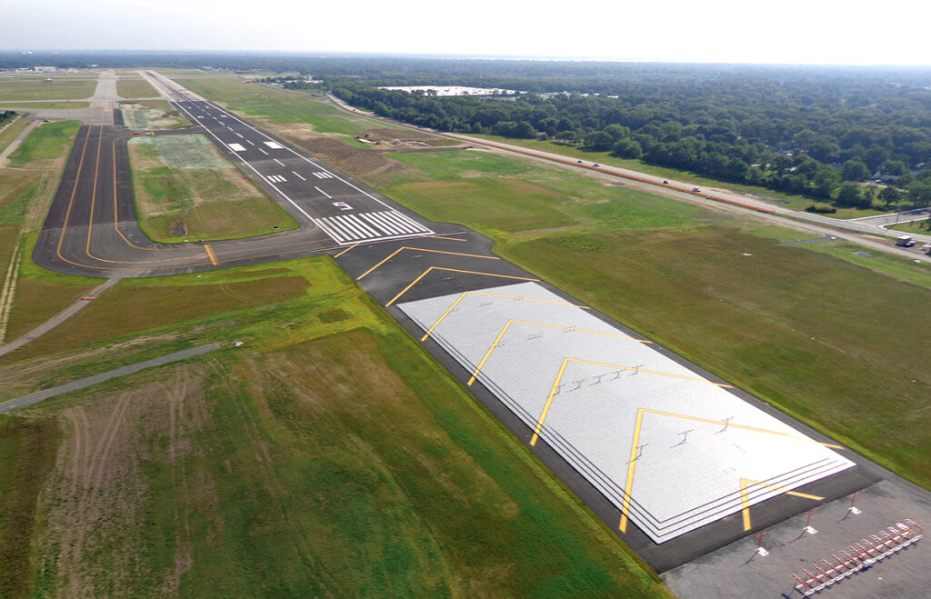 RUNWAY EXTENSION: An extension of Runway 5 at T.F. Green Airport was completed in 2017 to accommodate larger, heavier, long-range jets with the ability to handle international flights and nonstop flights to the West Coast. But nonstop flights haven’t materialized and international flights have been reduced to a single route to Toronto. / COURTESY R.I. AIRPORT CORP.