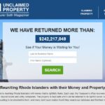 A SCREENSHOT of the Rhode Island unclaimed property website, where Rhode Islanders can search for unclaimed property in their name.