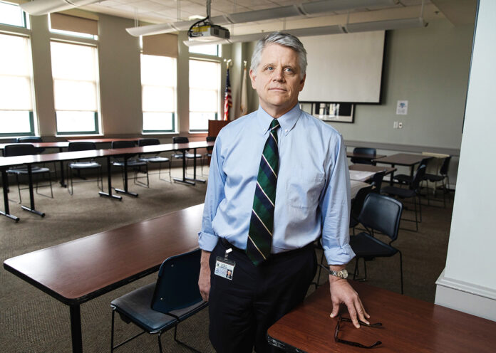 TOUGH ROAD AHEAD: Scott R. Jensen, director of the R.I. Department of Labor and Training, knows the state’s $500 million unemployment insurance trust fund is about to take a big hit. He isn’t sure just how big. / PBN PHOTO/RUPERT WHITELEY