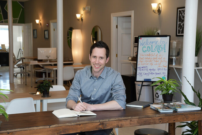 SPACE MAKER: Dave Counts is the owner of CoLab, a shared workspace in Cranston. / PBN PHOTO/MIKE SKORSKI SPACE MAKER: Dave Counts is the owner of CoLab, a shared workspace in Cranston. / PBN PHOTO/MIKE SKORSKI