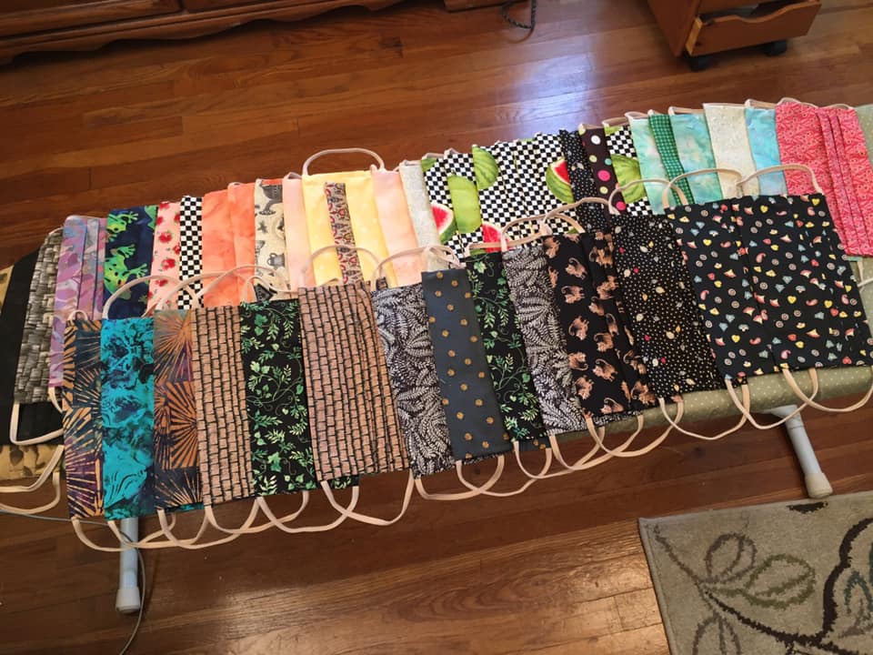AN ASSORTMENT OF masks made by residents and staff at Laurelmead Cooperative Inc. in Providence. Several hundred have been made for residents and the community to protect themselves from the COVID-19 pandemic. / COURTESY LAURELMEAD COOPERATIVE INC.