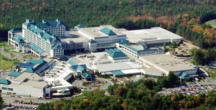 CLOSED FOR NOW: Foxwoods Resort Casino, above, on the Mashantucket Pequot Indian Reservation in Ledyard, Conn., and Mohegan Sun Inc. in Uncasville, Conn., have been shut down during the coronavirus pandemic, leading to some of the biggest spikes in jobless numbers in Connectict. / AP FILE PHOTO/BOB CHILD