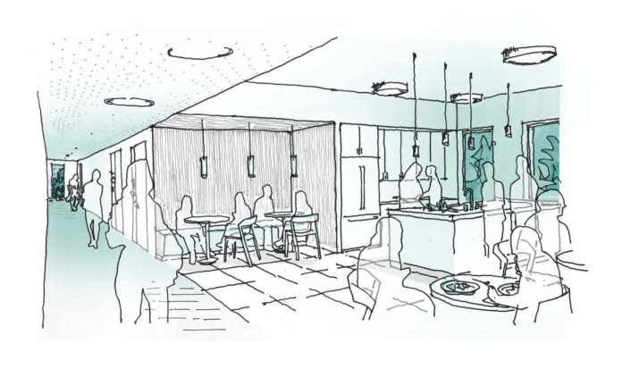 BROWN UNIVERSITY hopes to receive city permission to remove several buildings to build a new two-building residence hall in Providence, represented by the above drawing. / COURTESY DEBORAH BERKE PARTNERS