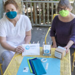MADE IN R.I.: Cynthia Treen, left, and Clare King, co-owners of isewMasks, use locally sourced materials from Rhode Island-based companies in their do-it-yourself mask-making kits. / PBN PHOTO/MICHAEL SALERNO