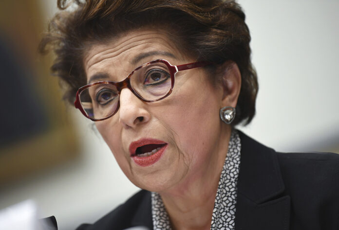 HOT SEAT: Jovita Carranza, administrator of the U.S. Small Business Administration, speaks before a House Small Business Committee hearing on oversight of the U.S. Small Business Administration and Department of Treasury pandemic programs on Capitol Hill in Washington on July 17. / POOL VIA AP FILE/KEVIN DIETSCH