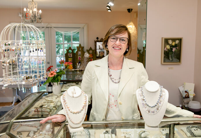 VERSATILE: Tiffany Peay, owner of Tiffany Peay Jewerly Ltd. in Tiverton, is confident her jewelry design business will survive the COVID-19 pandemic by expanding her wellness-service offerings, which already include Reiki and meditation. / PBN PHOTO/TRACY JENKINS VERSATILE: Tiffany Peay, owner of Tiffany Peay Jewerly Ltd. in Tiverton, is confident her jewelry design business will survive the COVID-19 pandemic by expanding her wellness-service offerings, which already include Reiki and meditation. / PBN PHOTO/TRACY JENKINS