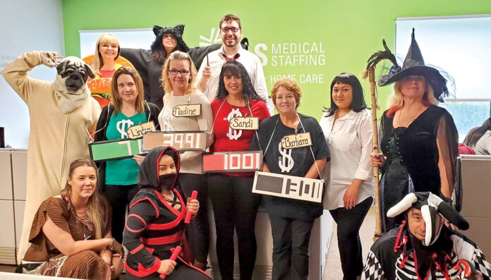 DRESS FOR SUCCESS: Employees at MAS Medical Staffing dress up for Halloween at the office.
COURTESY MAS MEDICAL STAFFING DRESS FOR SUCCESS: Employees at MAS Medical Staffing dress up for Halloween at the office.
COURTESY MAS MEDICAL STAFFING