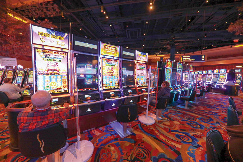 MISSING THE JACKPOT: State revenue from video slot machines at Rhode Island’s casinos, including Twin River Casino Hotel, above, has plummeted because casino attendance is down during the pandemic and social distancing has forced the closure of many of the slots. / PBN PHOTO/ PAMELA BHATIA 