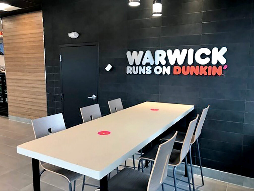 WHERE ARE WE? The dining room may look different, but signage makes sure customers are clear what their location is. / COURTESY OF DUNKIN’