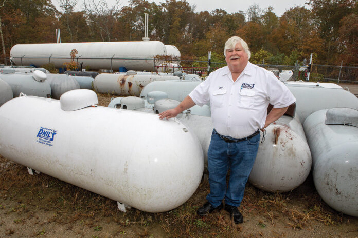 ONLINE ORDERS: Philip Viveiros, owner of Phil’s Propane in Tiverton, closed the company’s showroom and created an online-friendly ordering format prior to the coronavirus pandemic. / PBN PHOTO/KATE WHITNEY LUCEY ONLINE ORDERS: Philip Viveiros, owner of Phil’s Propane in Tiverton, closed the company’s showroom and created an online-friendly ordering format prior to the coronavirus pandemic. / PBN PHOTO/KATE WHITNEY LUCEY