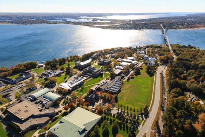 COLLEGES AND UNIVERSITIES across Rhode Island, including Roger Williams University, pictured, have overall kept COVID-19 under control on their campuses during the fall semester despite the growing community-wide surge. / COURTESY ROGER WILLIAMS UNIVERSITY