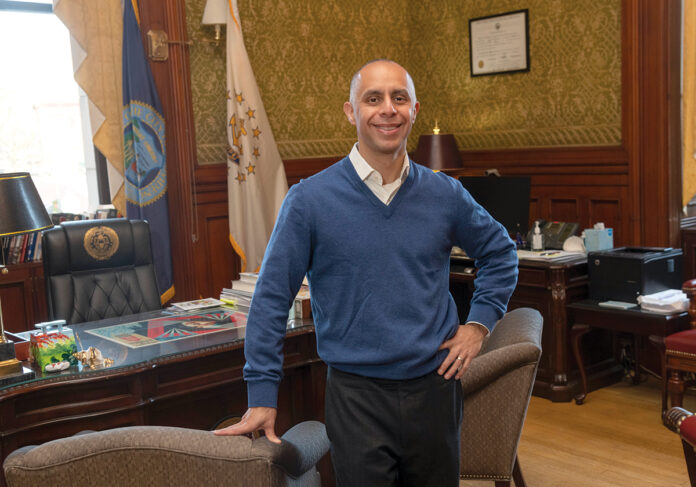 PLENTY ON HIS PLATE: Providence Mayor Jorge O. Elorza is not only leading the city government through the COVID-19 pandemic, but he’s also signed an executive order to start a truth-telling and reparation process for Black and Indigenous people. / PBN PHOTO/MICHAEL SALERNO