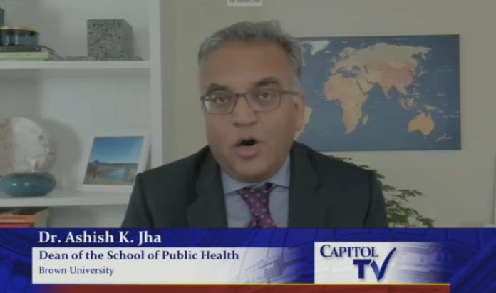 RHODE ISLAND could have a small batch of COVID-19 vaccines from Pfizer Inc. on Dec. 11 after the company receives emergency authorization by the FDA, said Dr. Ashish K. Jha, dean of Brown University's School of Public Health. / COURTESY R.I. CAPITOL TV