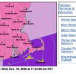 A WINTER STORM WARNING has been issued for Rhode Island and Southeast Massachusetts. / COURTESY NATIONAL WEATHER SERVICE