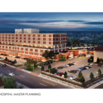 A PREVIOUS PLAN to redevelop the Memorial Hospital site in Pawtucket proposed by Lockwood Development Partners failed to materialize. Above is a rendering of that proposal. New developers say they are basing their plans on Lockwood's work. / COURTESY CITY OF PAWTUCKET
