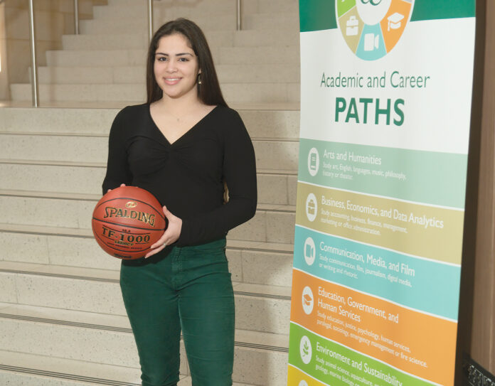 EARNING A SHOT: Talia Thibodeau, a standout basketball player in high school, worried how she would pay for college after she graduated but is working toward an associate degree tuition-free from the Community College of Rhode Island thanks to the Rhode Island Promise Scholarship program. / PBN PHOTO/MICHAEL SALERNO