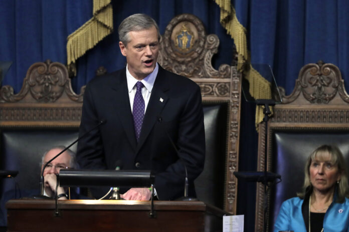 MASS. GOV. CHARLIE BAKER announced that the state is easing some of its COVID-19 restrictions by increasing the capacity limits on businesses to 40%. / AP FILE PHOTO/STEVEN SENNE MASS. GOV. CHARLIE BAKER announced that the state is easing some of its COVID-19 restrictions by increasing the capacity limits on businesses to 40%. / AP FILE PHOTO/STEVEN SENNE