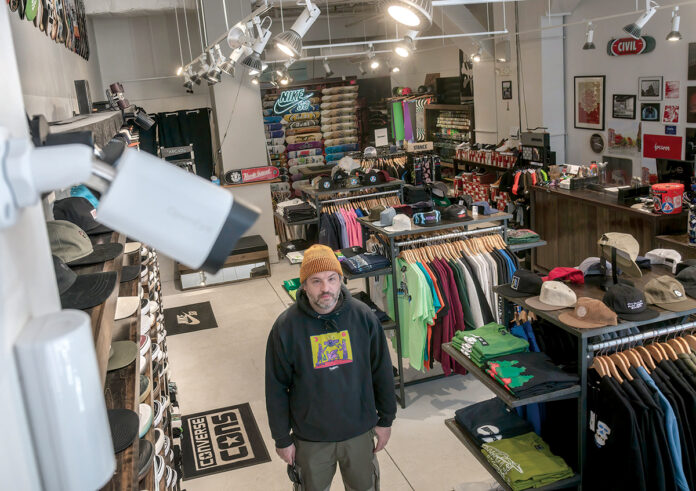 SECURITY BOOST: Civil owner Guido Silvestri upgraded security for his downtown Providence business following a night of rioting last June that heavily damaged the skateboard shop. / PBN FILE PHOTO/MICHAEL SALERNO