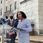 LT. GOV. SABINA MATOS, the former Providence City Council president, speaks after being nominated lieutenant governor by Gov. Daniel J. McKee on March 31. / COURTESY R.I. OFFICE OF THE GOVERNOR/ JONATHAN BISSONNETTE