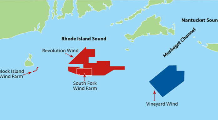 THE RHODE ISLAND COASTAL RESOURCES MANAGEMENT COUNCIL is looking to standardize methods for setting fishing value and compensation from offshore wind farm projects after a contentious process for the South Fork Wind Farm. SOURCE: R.I. DEPARTMENT OF ENVIRONMENTAL MANAGEMENT / PBN FILE GRAPHIC/ANNE EWING