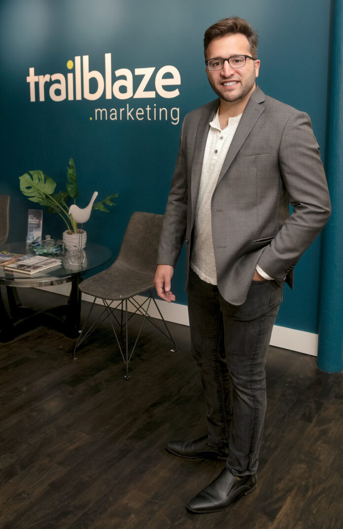Christopher Parisi
Trailblaze Marketing founder and president;
RI Small Business Coalition co-founder and chairman
Christopher Parisi is the founder of Providence-based digital marketing agency Trailblaze Marketing, which he rebranded and incorporated in 2018. Last year he co-founded the RI Small Business Coalition. / PBN PHOTO/MICHAEL SALERNO Christopher Parisi
Trailblaze Marketing founder and president;
RI Small Business Coalition co-founder and chairman
Christopher Parisi is the founder of Providence-based digital marketing agency Trailblaze Marketing, which he rebranded and incorporated in 2018. Last year he co-founded the RI Small Business Coalition. / PBN PHOTO/MICHAEL SALERNO