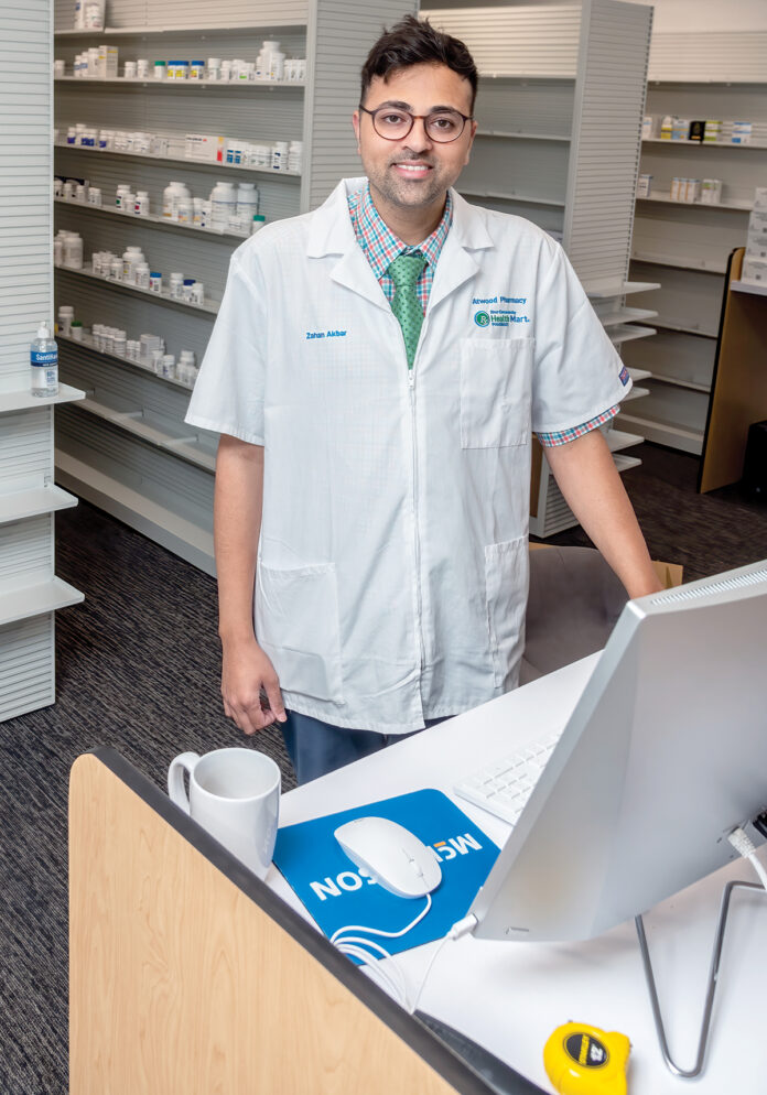 PAYING ATTENTION: Zahan Akbar, owner of Atwood Pharmacy Inc. in Johnston, says he will compete with corporate retail pharmacies by offering personalized service. / PBN PHOTO/MICHAEL SALERNO