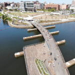 EVOLVING DISTRICT: The $20 million Providence River Pedestrian Bridge completed in 2019 is part of the changing landscape in the I-195 Redevelopment District. / PBN FILE PHOTO/ARTISTIC IMAGES