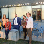 ACADEMY LEADERS: Blackstone Valley Prep Mayoral Academy diversity and inclusion leaders are, from left, teachers Mia Palombo, Angela Garcia, Alicia Canning, Janae McMillan, Chief of Human Capital Joshua Giraldo, teacher Gina Ortega and CEO and Superintendent Jeremy Chiappetta.  PBN PHOTO/ ELIZABETH GRAHAM