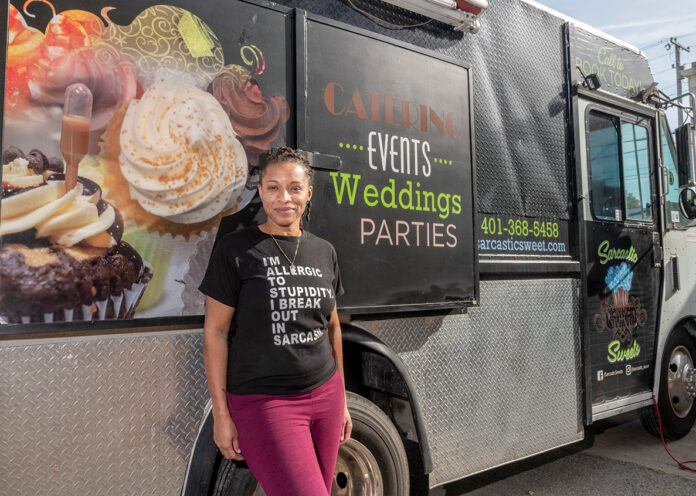INTERSTATE BUSINESS: Nina Reed, owner of Sarcastic Sweets LLC, operates a food truck in Rhode Island but had difficulty finding a location for a café in Providence and decided to open one across the state line in Seekonk. / PBN PHOTO/MICHAEL SALERNO