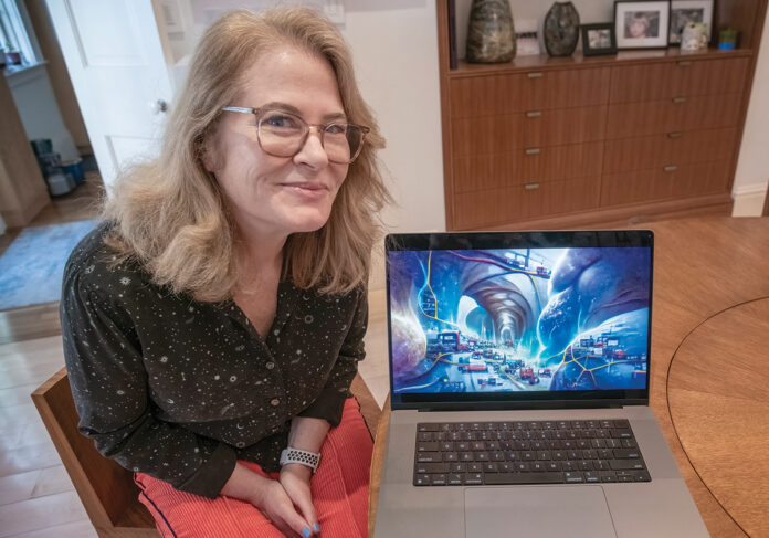 SCREENSHOT: Digital artist Anne Spalter displays one of her works, “The Wonder of It All.” The non-fungible token of the art was up for auction at Sotheby’s in April. /  PBN PHOTO/­MICHAEL SALERNO