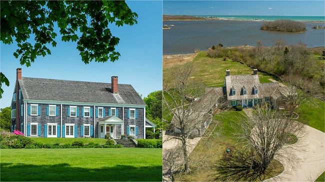 TWO HOMES IN LITTLE COMPTON, including a 9,045-square-foot home at 301 West Main Road, left, and a 4,221-square-foot home at 696 K West Main Road, both recently sold for more than $4 million, according to Lila Delman Compass, which represented the buyers in both transactions. / COURTESY LILA DELMAN COMPASS