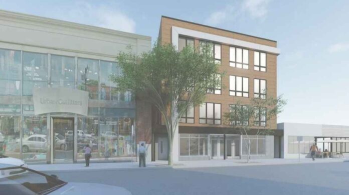 TWO COUSINS LLC RECEIVED APPROVAL from the Providence City Plan Commission for plans to demolish the former Army Navy Surplus store and two other buildings at 279 Thayer St., to build a four-story, mixed-use apartment building in its place. / COURTESY PROVIDENCE CITY PLAN COMMISSION