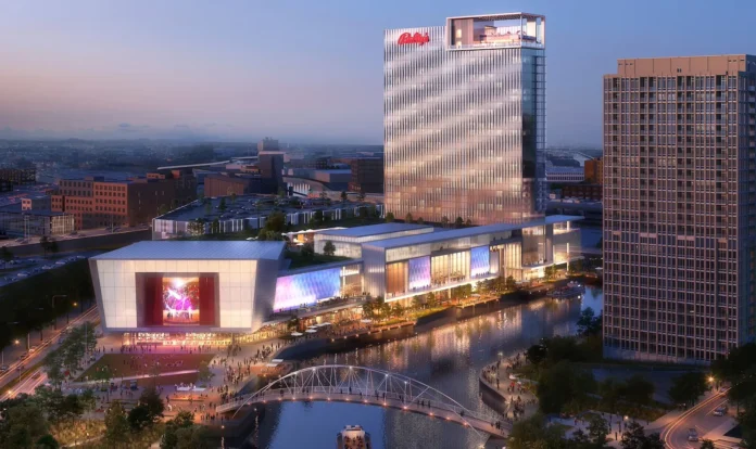 BALLY'S CORP. was selected Thursday by Chicago Mayor Lori E. Lightfoot as the preferred builder to construct and operate that city’s first casino. Above, a rendering of the proposed project at the The Chicago Tribune Publishing Center site. / COURTESY BALLY'S CORP.