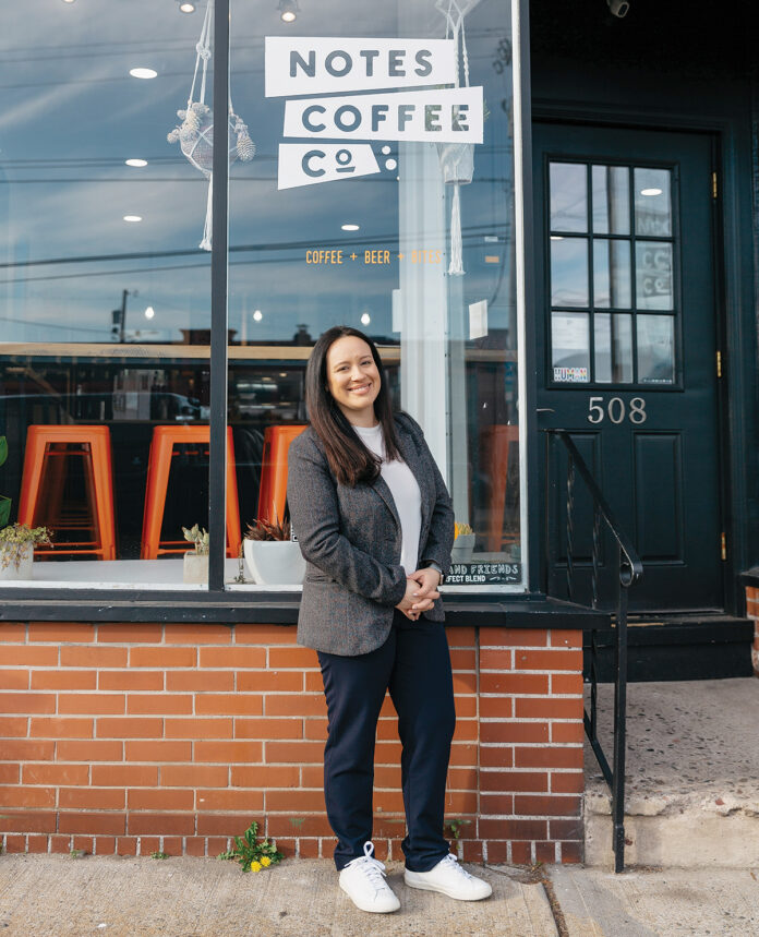 Yesenia Rubio opened Notes Coffee Co. in Pawtucket in July 2020. Nine months later, she left a corporate marketing job to give her full attention to growing the business. / COURTESY BRITTANNY TAYLOR