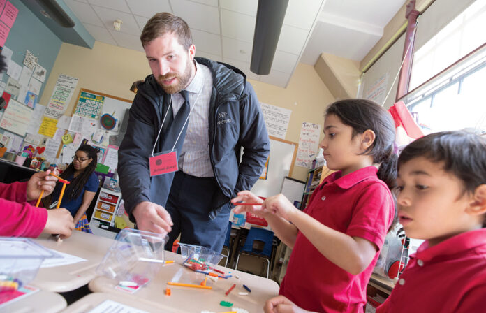 SPARKING IMAGINATION: Rhode Island Foundation Grant Programs Officer Ricky Bogert talks with students at an elementary school in Providence.
COURTESY RHODE ISLAND FOUNDATION SPARKING IMAGINATION: Rhode Island Foundation Grant Programs Officer Ricky Bogert talks with students at an elementary school in Providence.
COURTESY RHODE ISLAND FOUNDATION