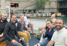 BOATING BUNCH: Hanna Instruments Inc. employees settle in on a boat tour in Chicago. / COURTESY HANNA INSTRUMENTS INC.