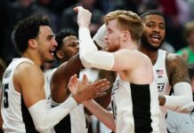 Providence College soaring to new heights after basketball success PROVIDENCE COLLEGE, according to president Rev. Kenneth R. Sicard, said the success of the men's basketball team may have influenced more students to attend PC this year. Pictured from left are now former PC players Justin Minaya, Al Durham, Noah Horchler and Nate Watson after defeating the University of Richmond March 19 in the NCAA Tournament's second round. / AP FILE PHOTO/FRANK FRANKLIN II