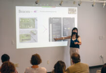 EASY TO UNDERSTAND: Amy Qu, a recent Rhode Island School of Design graduate, presents her redesign of the fentanyl test strips as part of the Design Beyond Crisis studio course in May. The redesign is intended to make the strips easier to use for people without training.  COURTESY RHODE ISLAND SCHOOL OF DESIGN