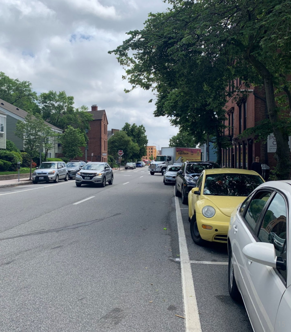 A NEW STUDY presented to the I-195 Redevelopment District Commission on Wednesday found there is ample parking along the eastern side of the district to meet current and future demand, including along South Main Street (pictured)./COURTESY NELSONNYGAARD CONSULTING ASSOCIATES