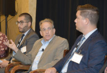 How to control cannabis in workplace remains tricky LAYING DOWN THE LAW: State Sen. Joshua Miller, D-Cranston, second from right, discusses a new Rhode Island law legalizing recreational marijuana use and its retail sales. Also on one of two panels at Providence Business News’ 2022 Business of Cannabis summit on Sept. 15 are, from left, Matthew Santacroce, R.I. Department of Business Regulation interim director; and Benjamin L. Rackliffe, a partner at Pannone Lopes Devereaux and O’Gara LLC.
PBN PHOTO/MIKE SKORSKI