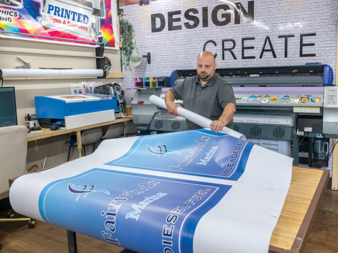 FULFILLING WORK: Justin Gontarek, owner of Simplicity Print Studio in Warwick, says running his own screen printing and embroidery business may not be as profitable as the work he did previously with larger corporations but it’s more rewarding. PBN PHOTO/MICHAEL SALERNO