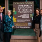 HOPE & MAIN in 2023 will open a new Downtown Makers Marketplace at 100 Westminster St. in Providence. Pictured, from left, are Joseph R. Paolino Jr., Paolino Properties LP managing partner; Barbara Papitto, The Papitto Opportunity Connection founder; Lisa Raiola, Hope & Main founder and president; and Tony Lopez, owner of Schasteâ. / COURTESY HOPE & MAIN