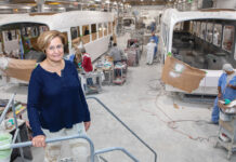 TPI Composites has the right tools to maintain a safe environment SAFETY FIRST: Laurie Haruben, foreground, TPI Composites Inc.’s plant manager, and her team have implemented several initiatives at the Warren facility to maintain and improve workplace safety.
PBN PHOTO/TRACY JENKINS
