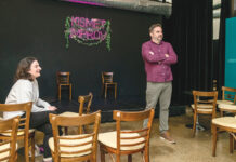 Improv theater finds its footing after shaky start PAYING IT FORWARD: After overcoming anxiety with the help of improv comedy, Taylor Bruneaux, left, and her husband, Luke, are trying to share that transformative experience with others through their Kismet Improv comedy theater in Pawtucket, which offers both live shows and classes.
PBN PHOTO/MICHAEL SALERNO