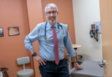 How to cure shortage of primary care docs? RARE BREED: Dr. Thomas Bledsoe, a general internist and primary care physician at Brown Medicine’s East Providence Primary Care, says finding a primary care doctor such as him has become difficult for people in need of a new physician. Bledsoe is also president of the Rhode Island Medical Society.
PBN PHOTO/MICHAEL SALERNO