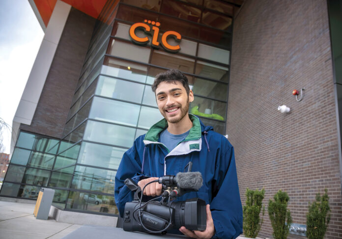THROUGH HIS LENS: Xander Monge says he has not experienced overt discrimination in his business dealings since establishing his media services and video production company, but he’s aware of the differences between him and many of the people who hire him.  PBN PHOTO/MICHAEL SALERNO