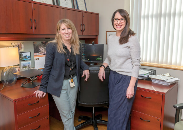 GUIDED TRIPS: Dr. Christy Capone, left, and Dr. Erica Eaton, are among the Brown University researchers who will be studying the use of psychedelics during the therapy sessions with military veterans who have mental health issues.
PBN PHOTO/MICHAEL SALERNO GUIDED TRIPS: Dr. Christy Capone, left, and Dr. Erica Eaton, are among the Brown University researchers who will be studying the use of psychedelics during the therapy sessions with military veterans who have mental health issues.
PBN PHOTO/MICHAEL SALERNO