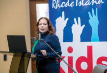 Where are businesses in helping city schools? HELP WANTED: R.I. Education Commissioner Angélica Infante-Green, pictured speaking at a Rhode Island Kids Count event in January, has asked for assistance from the business community to improve Providence’s struggling schools.
PBN PHOTO/MICHAEL SALERNO