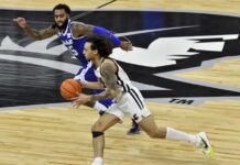 PC requires 500% larger donation for March Madness ticket eligibility PROVIDENCE COLLEGE guard Devin Carter (22) drives the ball towards center court as Seton Hall guard Jamir Harris pursues during the first half of the Friars' loss at home on March 4. Providence College now requires a $500 donation to be eligible to purchase NCAA Tournament tickets. / AP PHOTO/MARK STOCKWELL